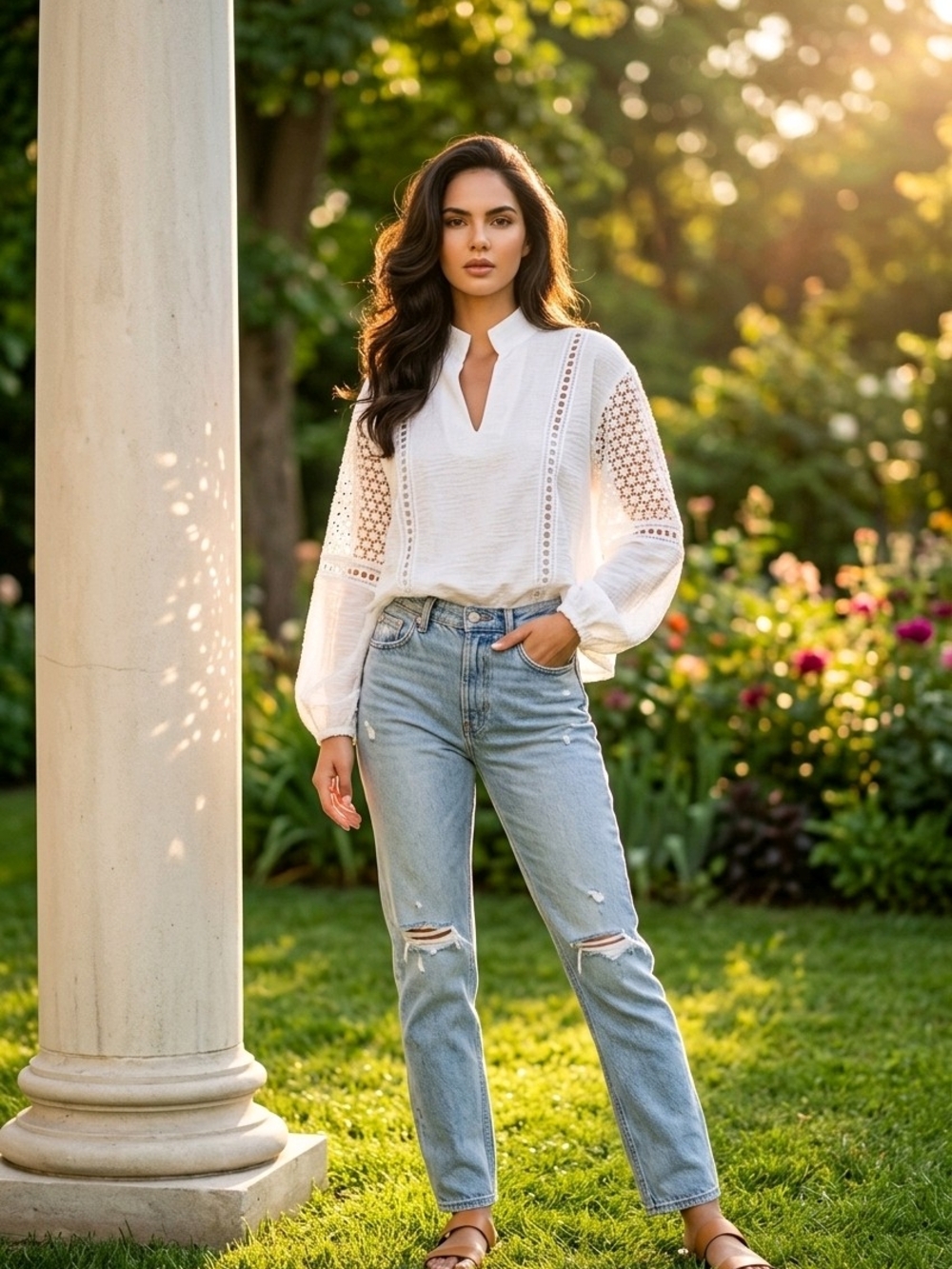 Tuckernuck Textured White Collared Blouse